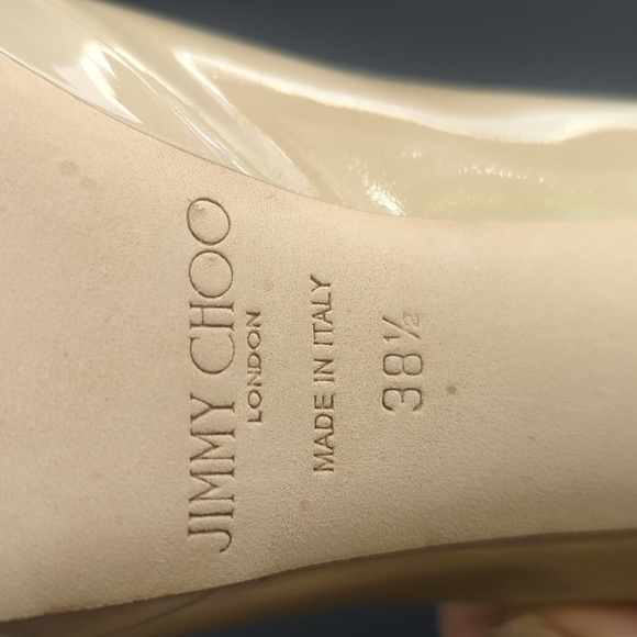 Jimmy Choo Alex Platform in Glossy Nude Beige Patent Leather Pump Heel 38.5 EU - Picture 6 of 8